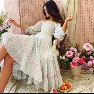 Rare LoveShackFancy Romantic Rigby Dress in Green Leaf Size XS​​